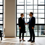 A diverse group of hotel guests in fully clothed, professional business casual attire, standing and observing a large, dynamic contemporary art sculpture in the spacious, naturally lit lobby of a modern art hotel in Amsterdam. The lobby features minimalist design, large windows, and subtle elements of local Dutch art, creating a sophisticated and inviting atmosphere. safe for work, appropriate content, fully clothed, professional, perfect anatomy, correct proportions, natural pose, well-formed hands, proper finger count, natural body proportions, professional photography, high quality.
